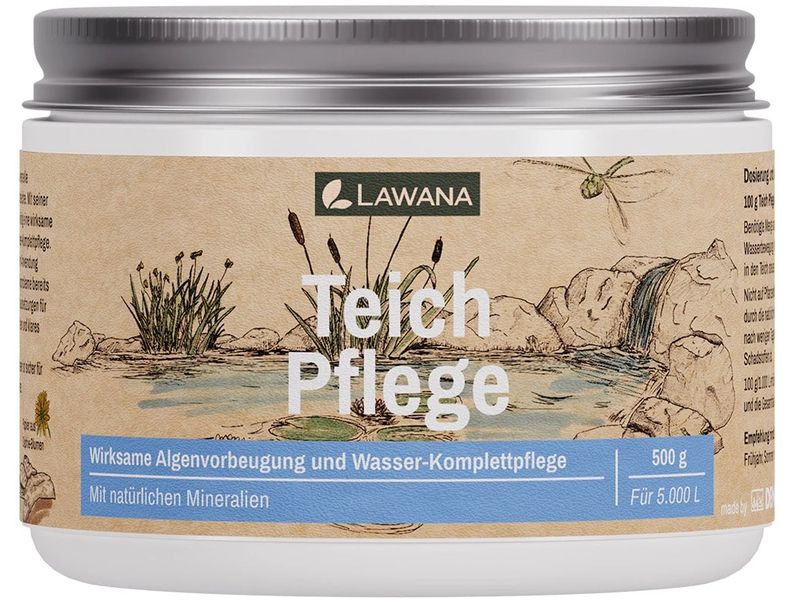 Lawana Wasseroptimierer Teich Pflege 500 g Wirksame Algenvorbeugung und Wasser-Komplettpflege