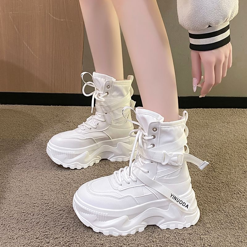 Sleeko - Hoge platform sneakers met letterband