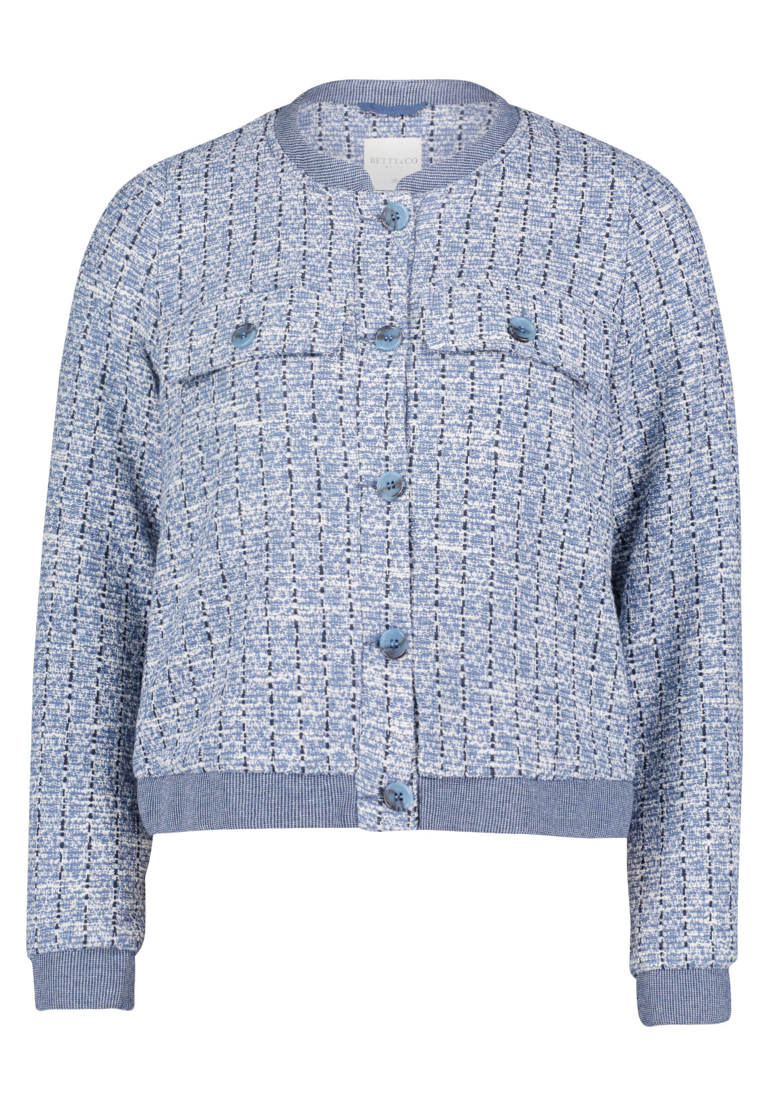 Betty & Co| Damen Tweedblazer mit Rundhalsausschnitt