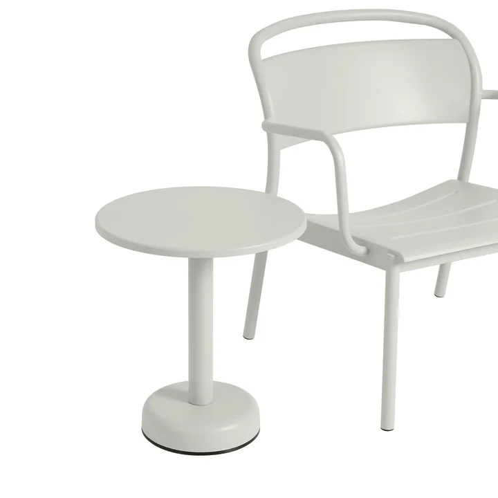 Muuto - Linear Steel Outdoor Kaffeetisch, Ø 42 x H 47 cm, grau RAL 7044