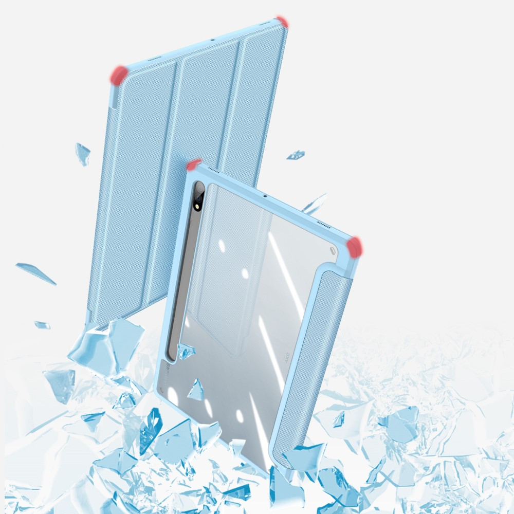 Samsung Galaxy Tab S8 / Tab S7 Leder Tasche Smart Cover Schutzhülle   S-Pen Halter - Hellblau