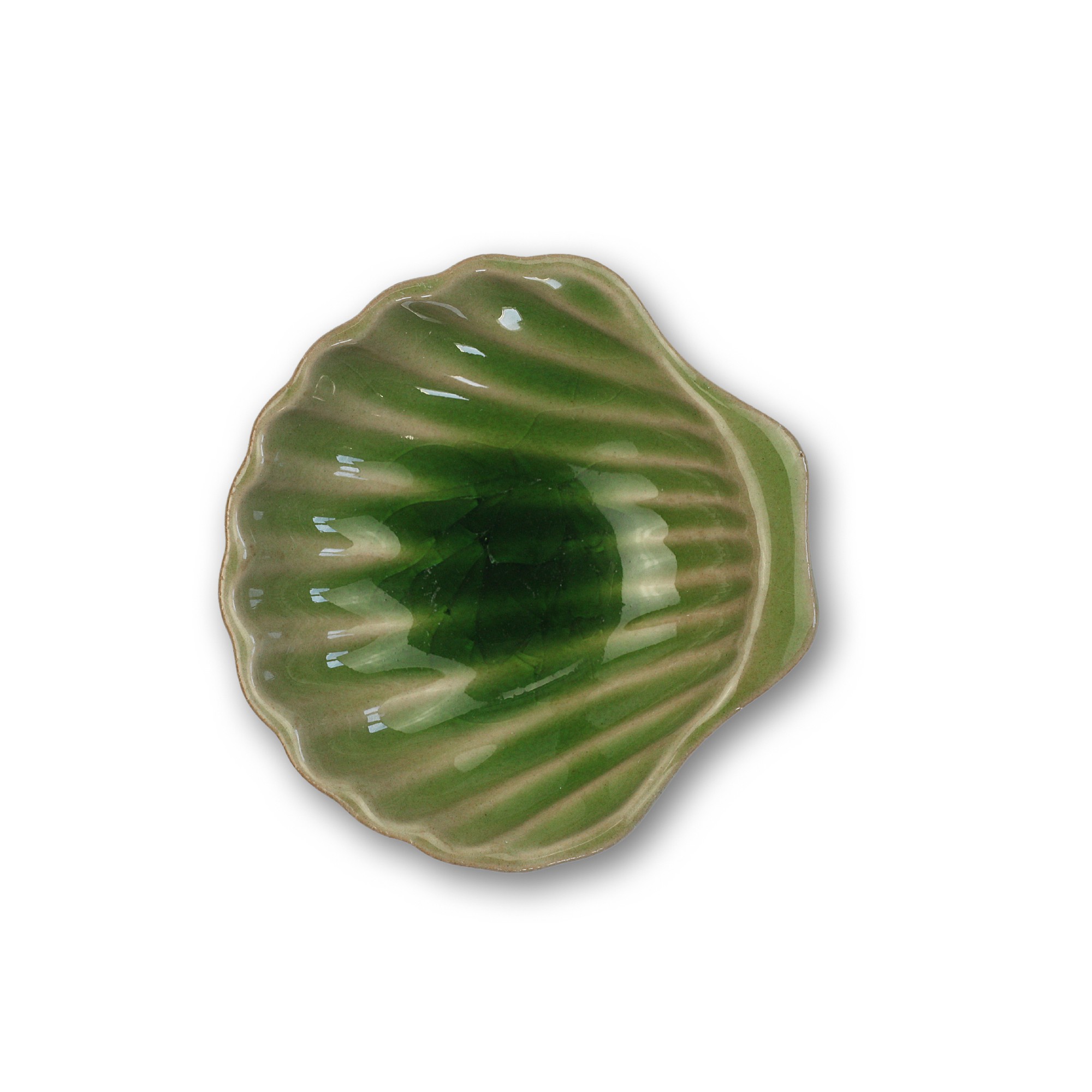 Schale 'Muschel', grün, T 9 cm, B 9 cm, H 2 cm zu 3,50