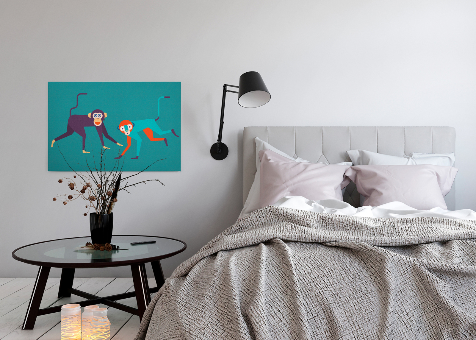 Leinwandbild AFFEN- türkis - 90x60 cm