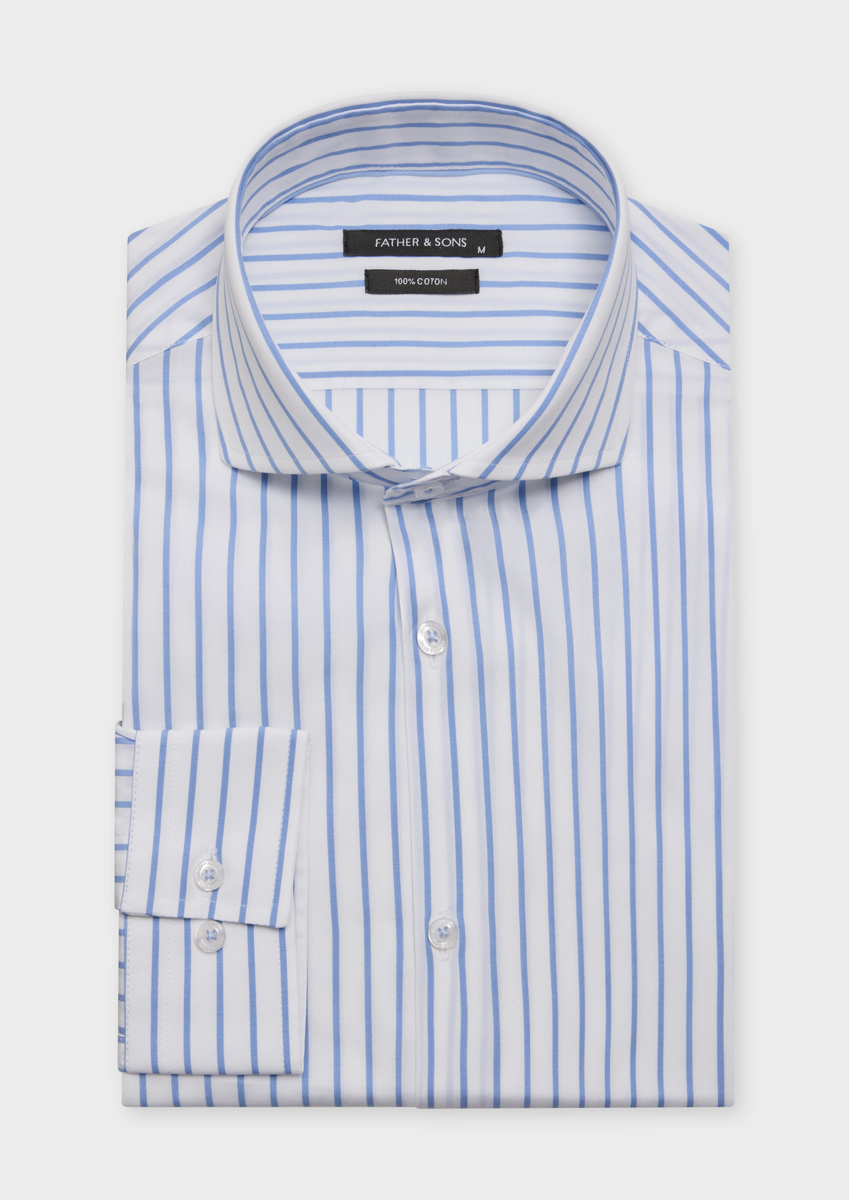 Chemise habillée Slim en popeline de coton blanc à rayures bleu classique