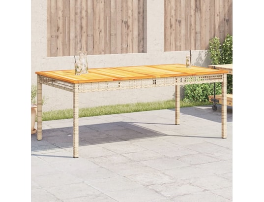 VIDAXL - Table de jardin beige 180x90x75 cm résine tressée et acacia