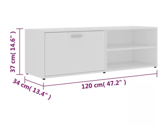 Meuble TV Blanc 120x34x37 cm Bois d'ingénierie