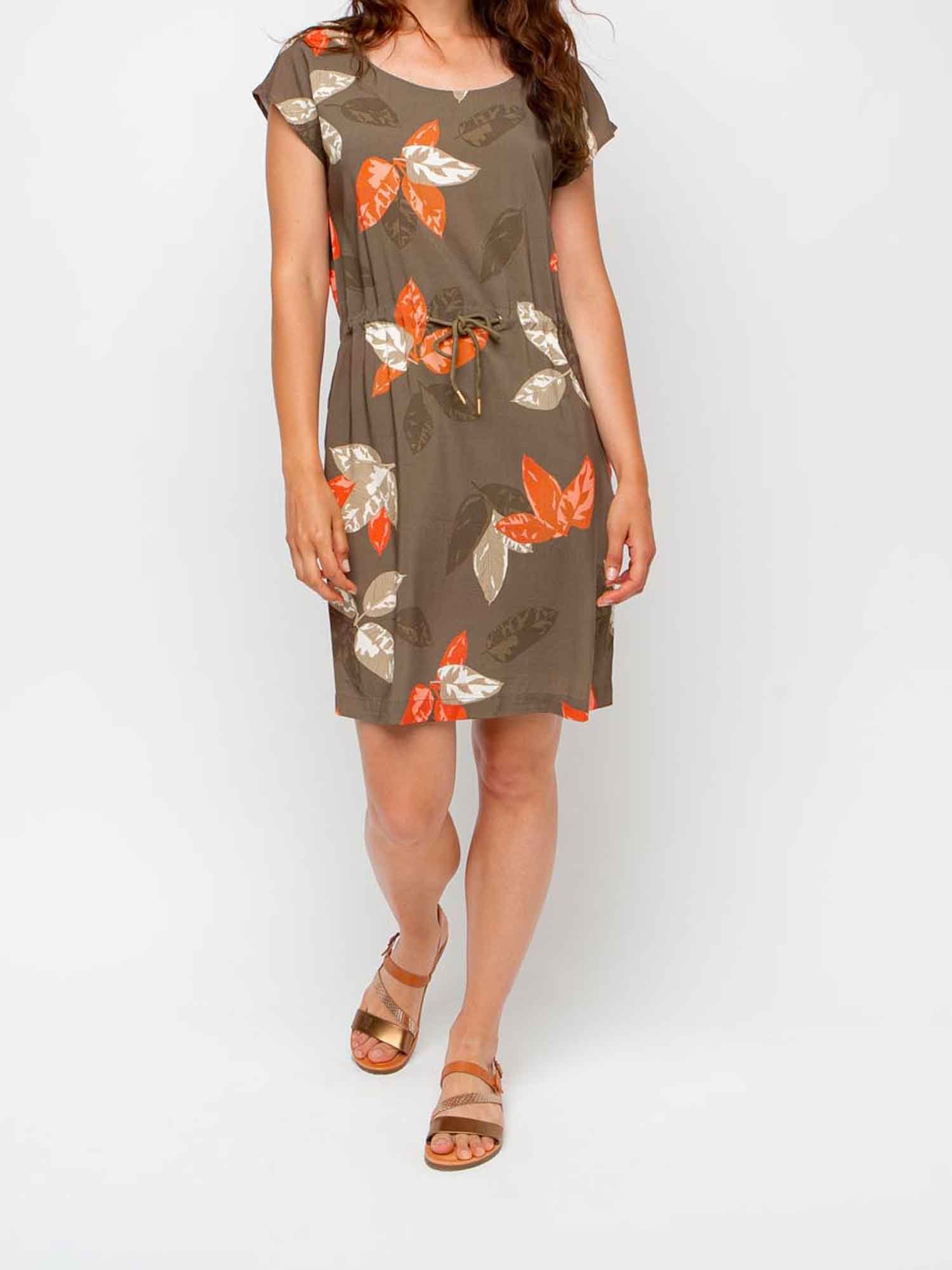 Robe Kaki Motifs Fleuris