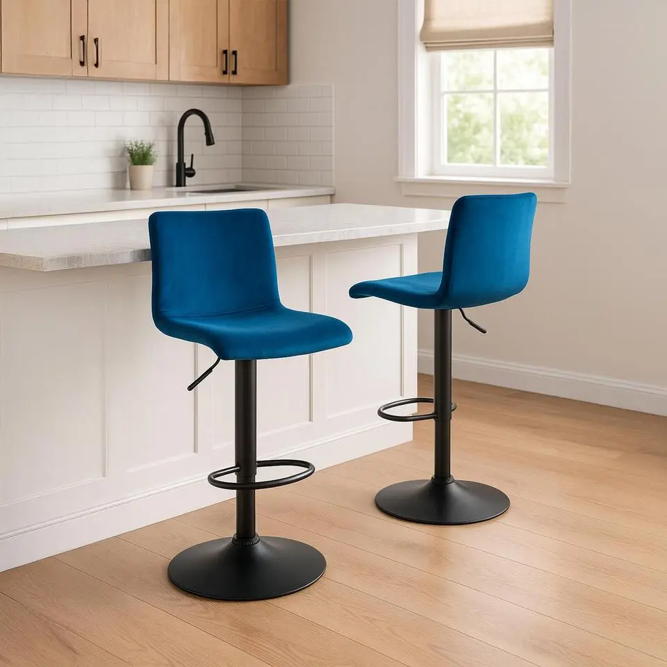 CLP Barkruk Hover Fluweel - blauw
