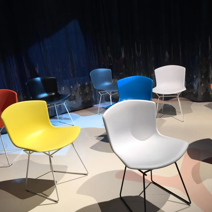 Knoll - Bertoia Kunststoff-Stuhl, Chrom / weiss
