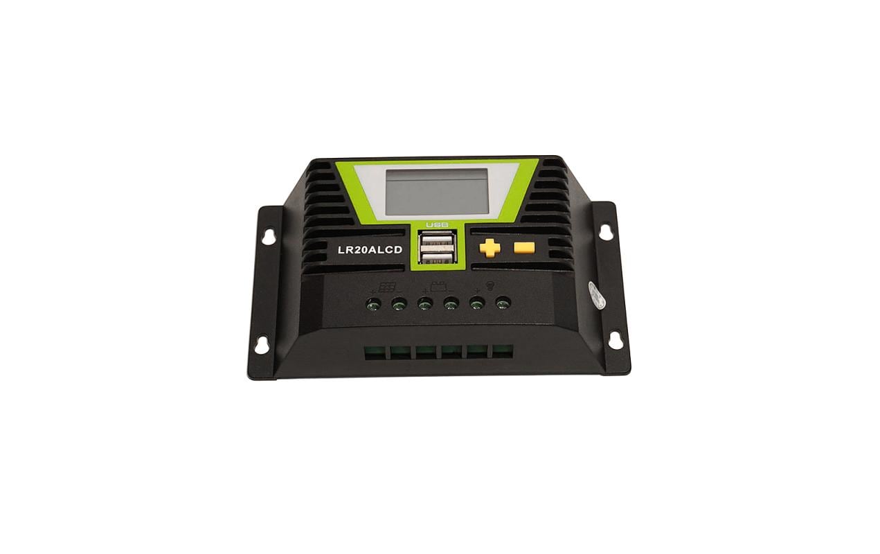 Solarladeregler PWMSolarladeregler 20A mit LCD-Anzeige und USB-Ports für 12 V / 24 V Systeme