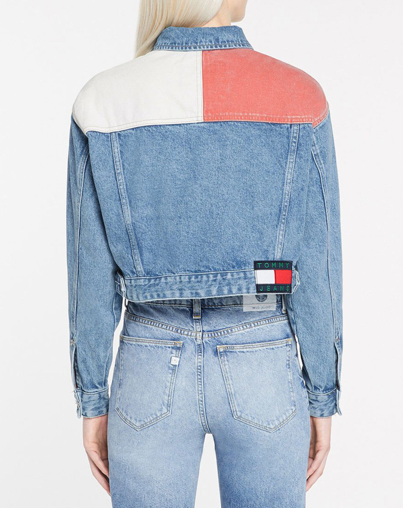 Tommy Jeans Veste en Jean Crop Trucker bleue