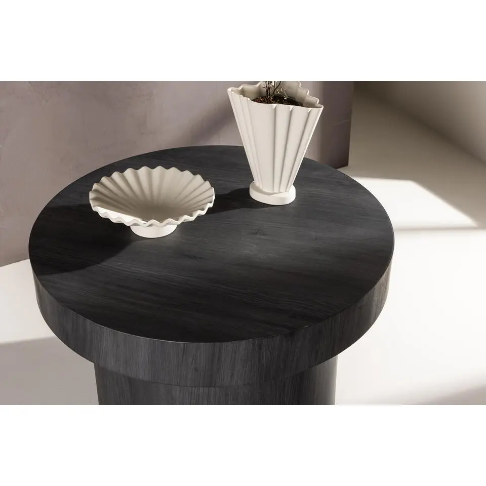 Salontafel Zwart Hout - Ø80x50cm - Malung