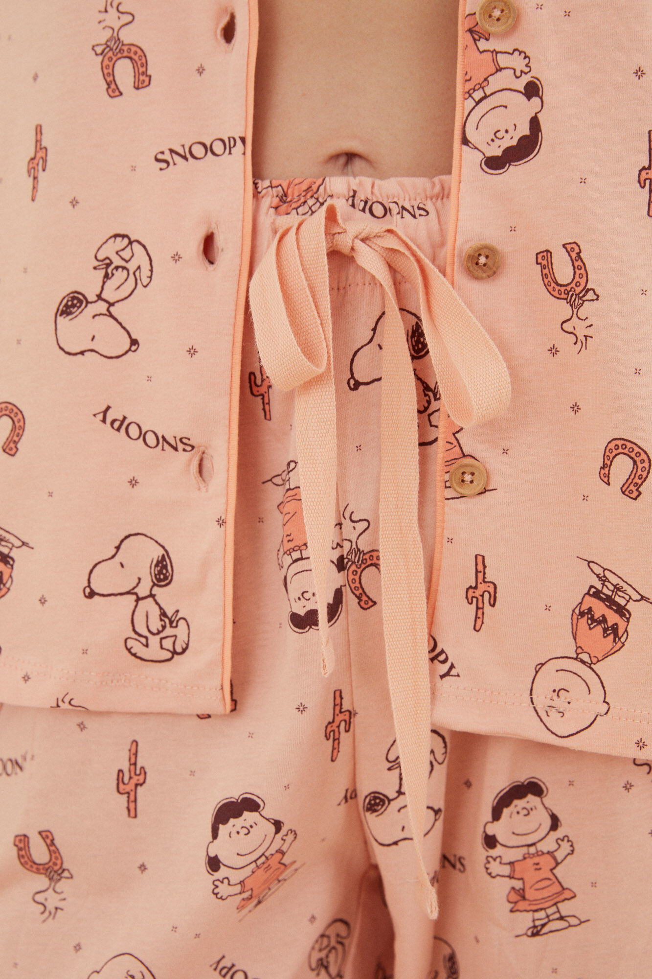 Pijama estilo camisa Snoopy rosa 100% algodão