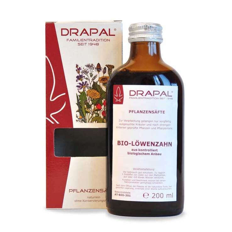 Löwenzahnblätter Bio Pflanzensaft Drapal, 200 ml