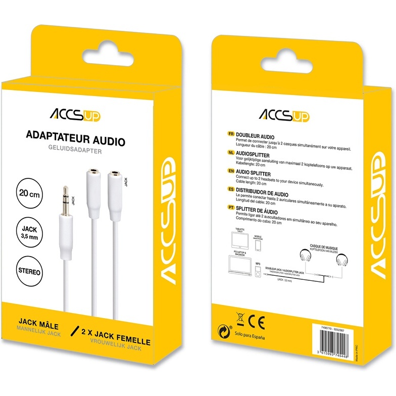 Câble et Connectique Accsup CABLE DEDOUBLEUR JACK 3,5 NOIR