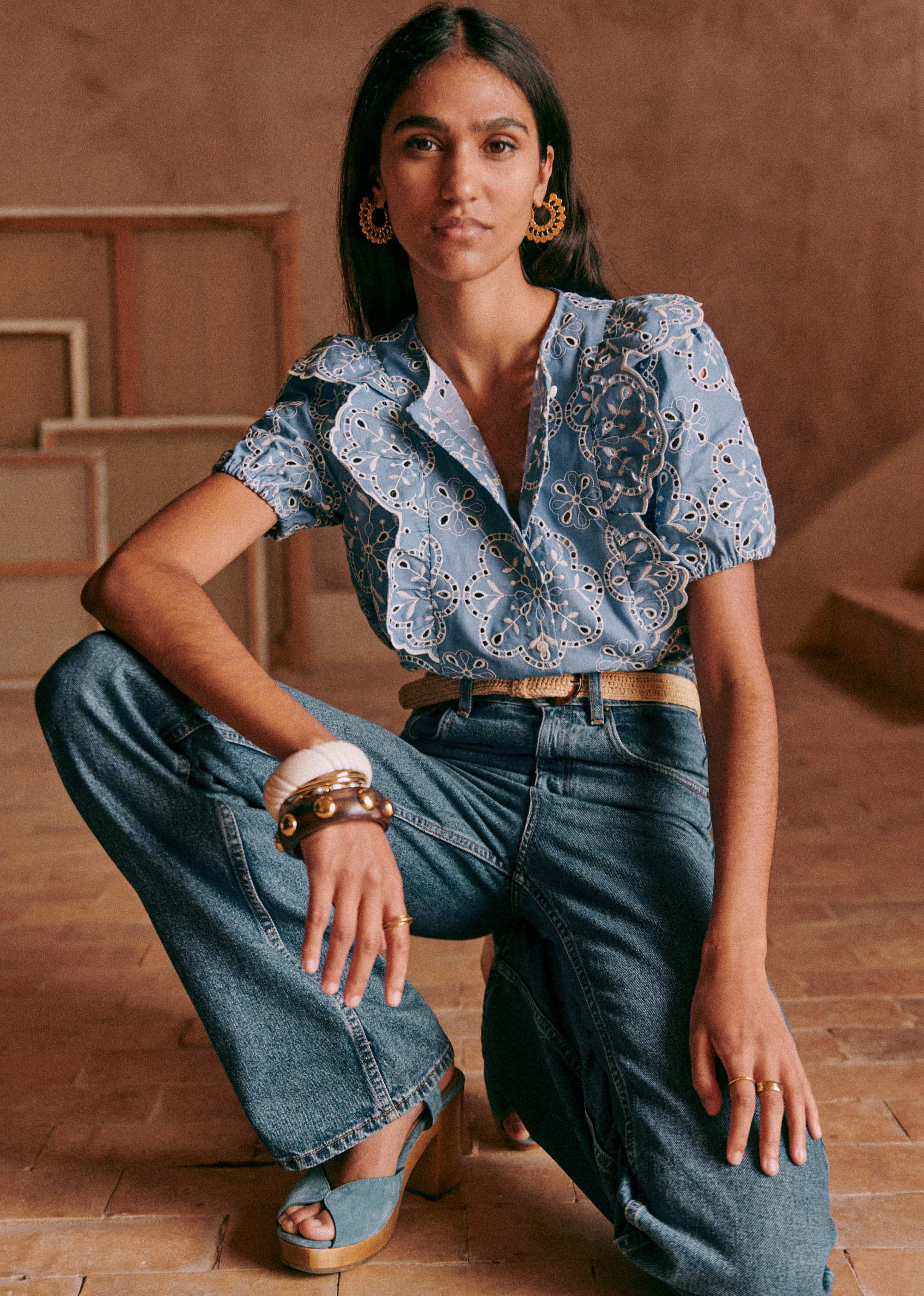 Chemise Jordanna - Bleu Denim Écru - E-SHOP/CHEMISES & BLOUSES 5905278