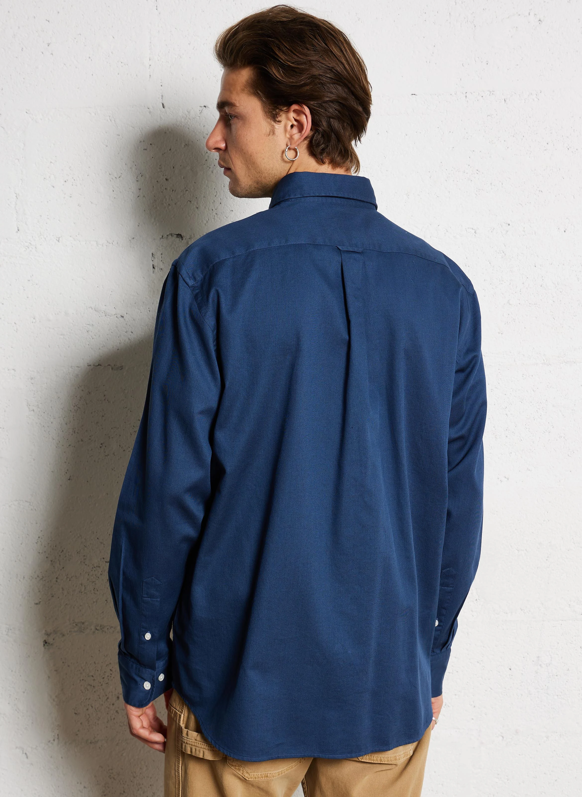 Chemise col classique en coton | Bleu