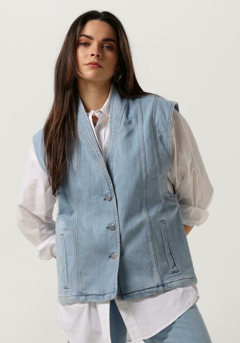 ANOTHER LABEL blauwe another label gilet unni denim vest