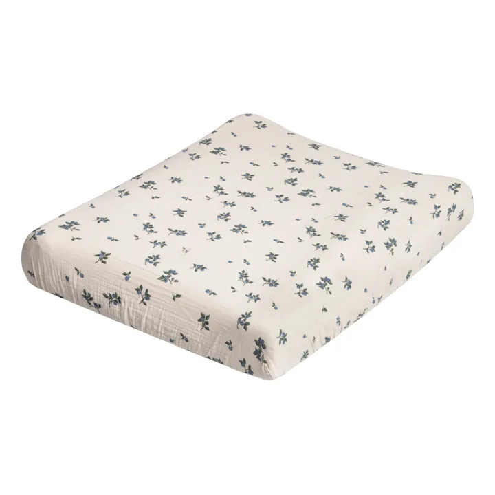 garbo&friends Housse de matelas à langer Blueberry en mousseline de coton | Ivoire
