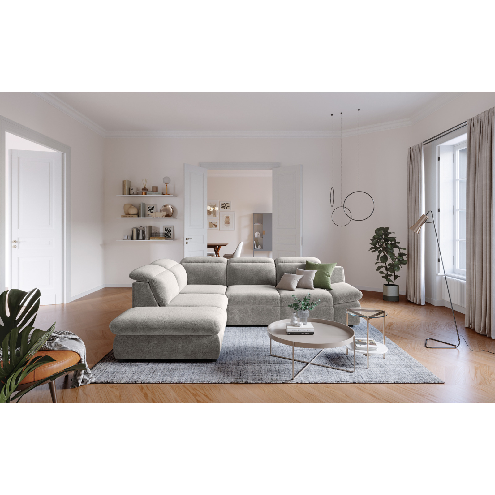 Ecksofa Lorena Stoff, Ottomane links