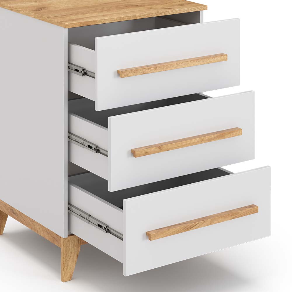VitaliSpa Kommode Malia 60x88cm für Kinderzimmer, Schrank mit 3 Schubladen, weiß