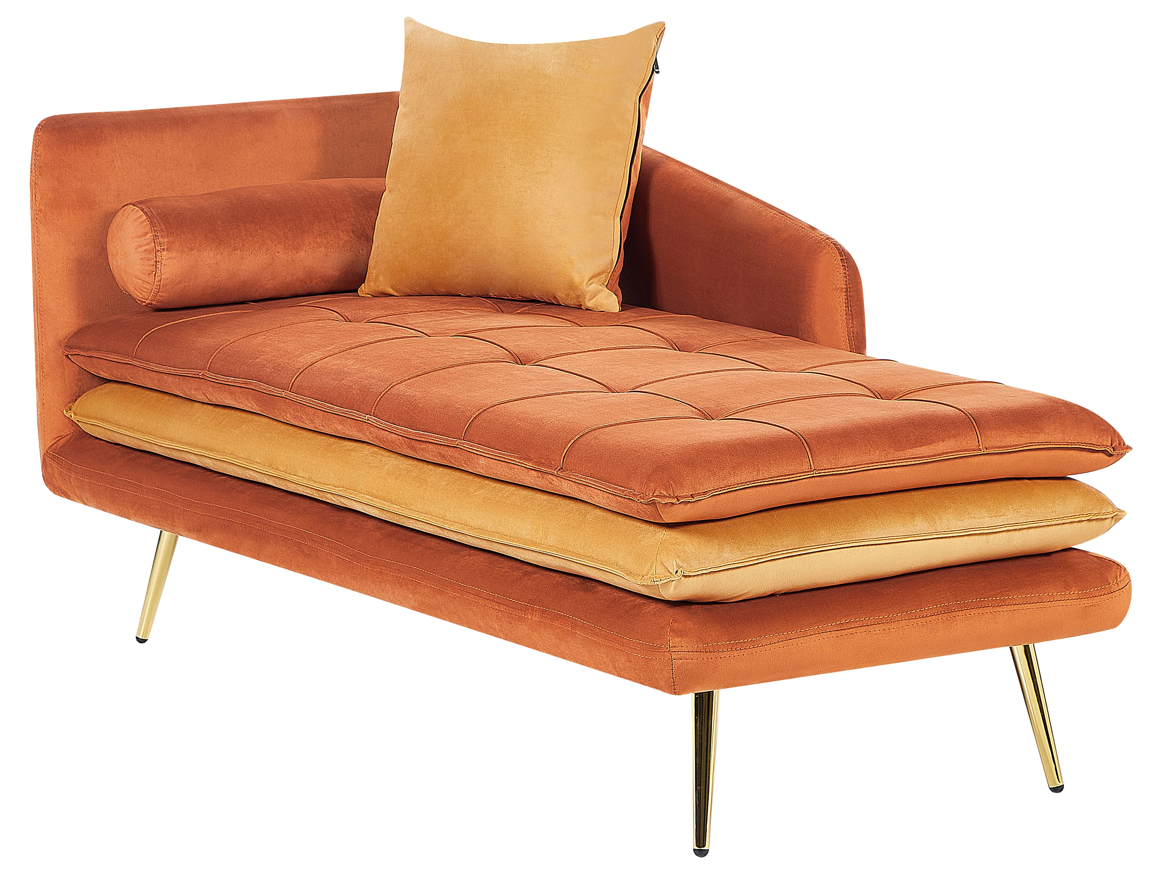Linkszijdige chaise longue GONESSE Fluweel Oranje