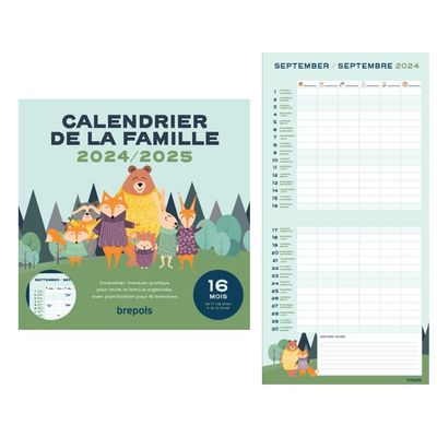 Calendrier de la famille 16 mois - 29 x 29 cm - Brepols