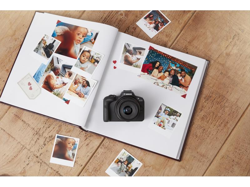 Canon Fotokamera EOS R100 RF-S 18-45 mm SDXC Extreme 64 GB Kompaktkamera mit leistungsstarken Funktionen, Objektiv, Speicherkarte und Tasche