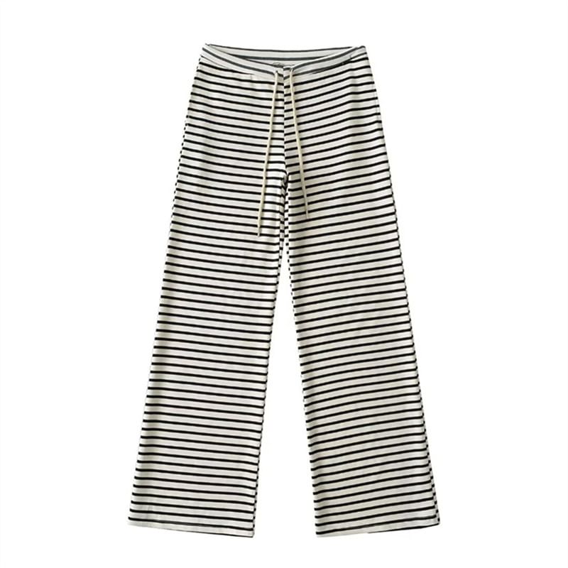 Larlige - Gestreepte joggingbroek met lage taille en wijde pijpen