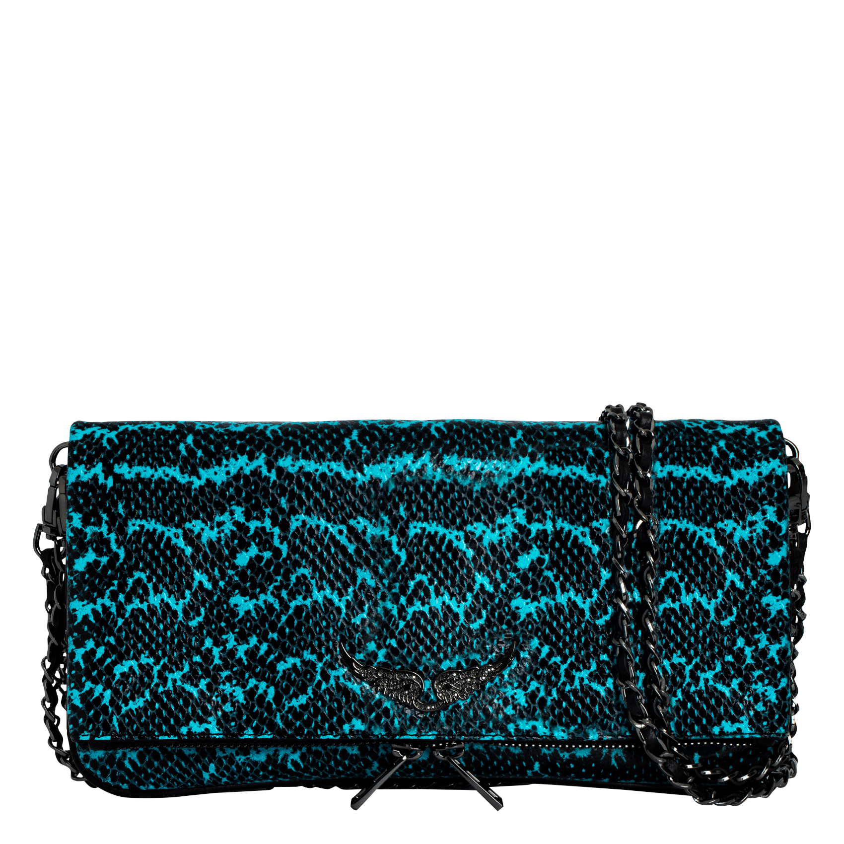ROCK WILD - Sac bandoulière en cuir effet python | Bleu