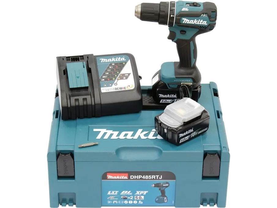Makita DHP485RTJ - Hammerbor/skruemaskine - ledningfri - 2-hastigheders - nøgleløs borepatron 13 mm - 50 N·m - 18 V