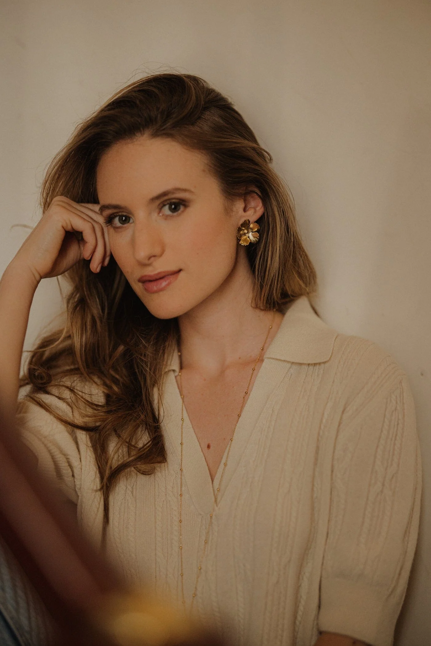 ORPHÉE - Maxi boucles d'oreilles puces fleurs doré à l'or fin | Doré