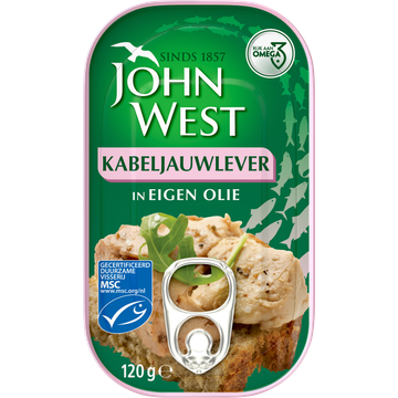 John West Kabeljauwlever in eigen olie MSC 120 gram