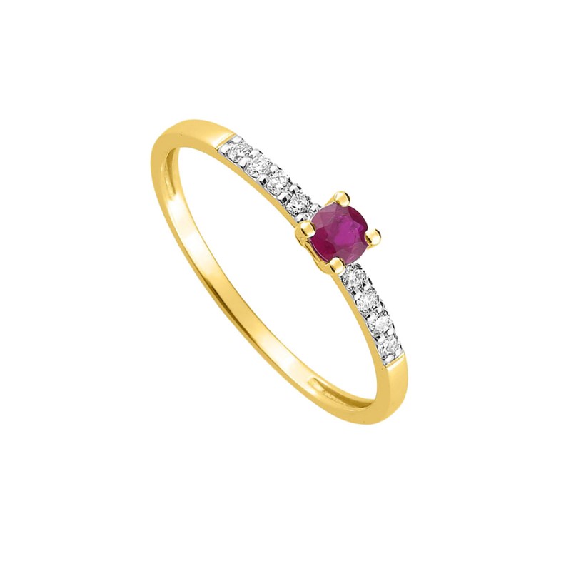 Bague Femme - Rubis - Oxyde de zirconium - Or 9 Carats