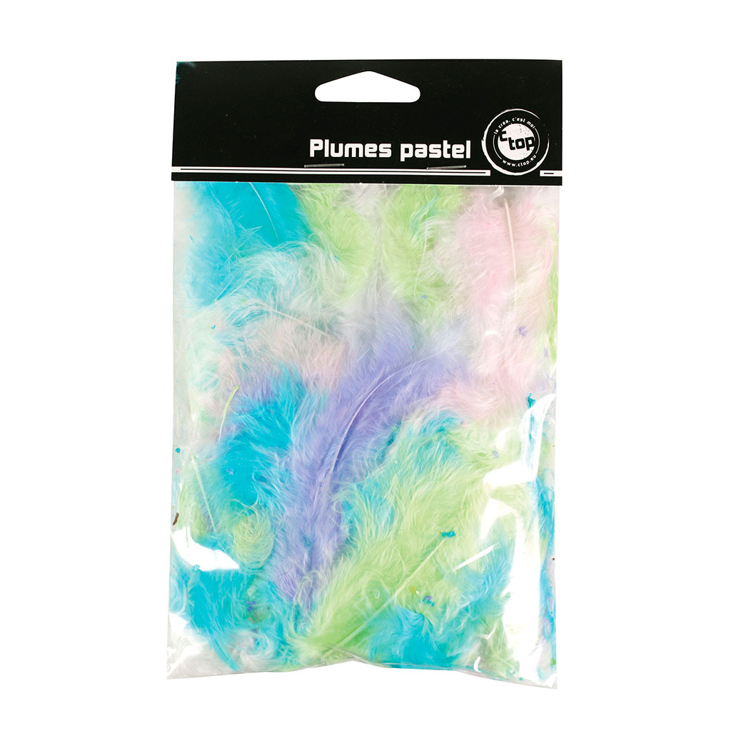 Assortiment de 50 plumes pastel 50cm