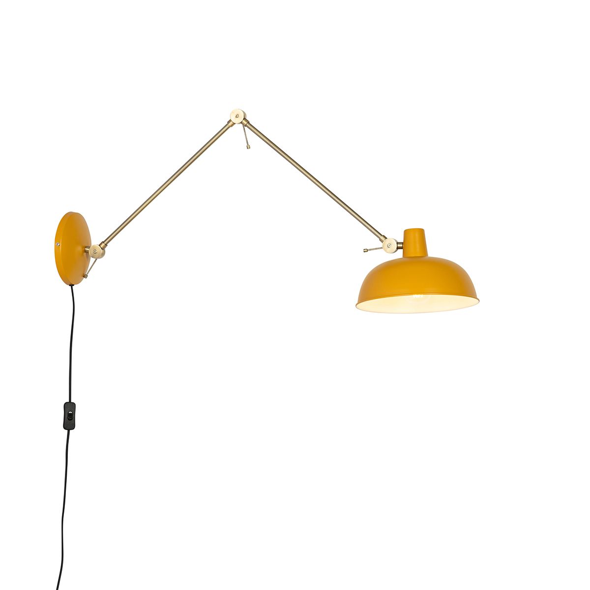 Smart wandlamp geel met brons incl. Wifi P45 - Milou