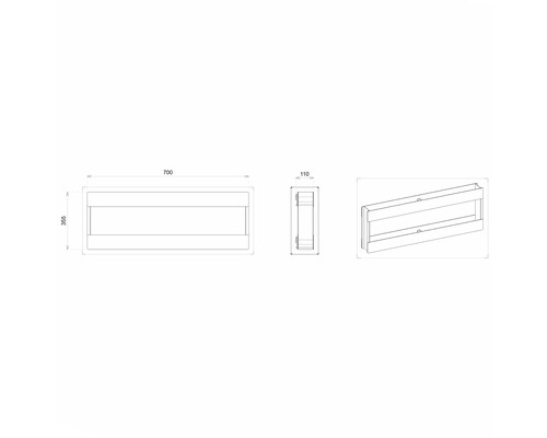 Wandplank voor spiegel Devo Etna 2.0 BxHxD 70x36x11 cm zwart ET2-PLM70-L09