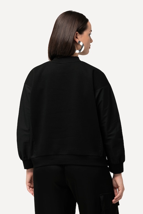 Sweatshirt, Popeline-Einsatz, Rundhals, Fledermaus-Langarm