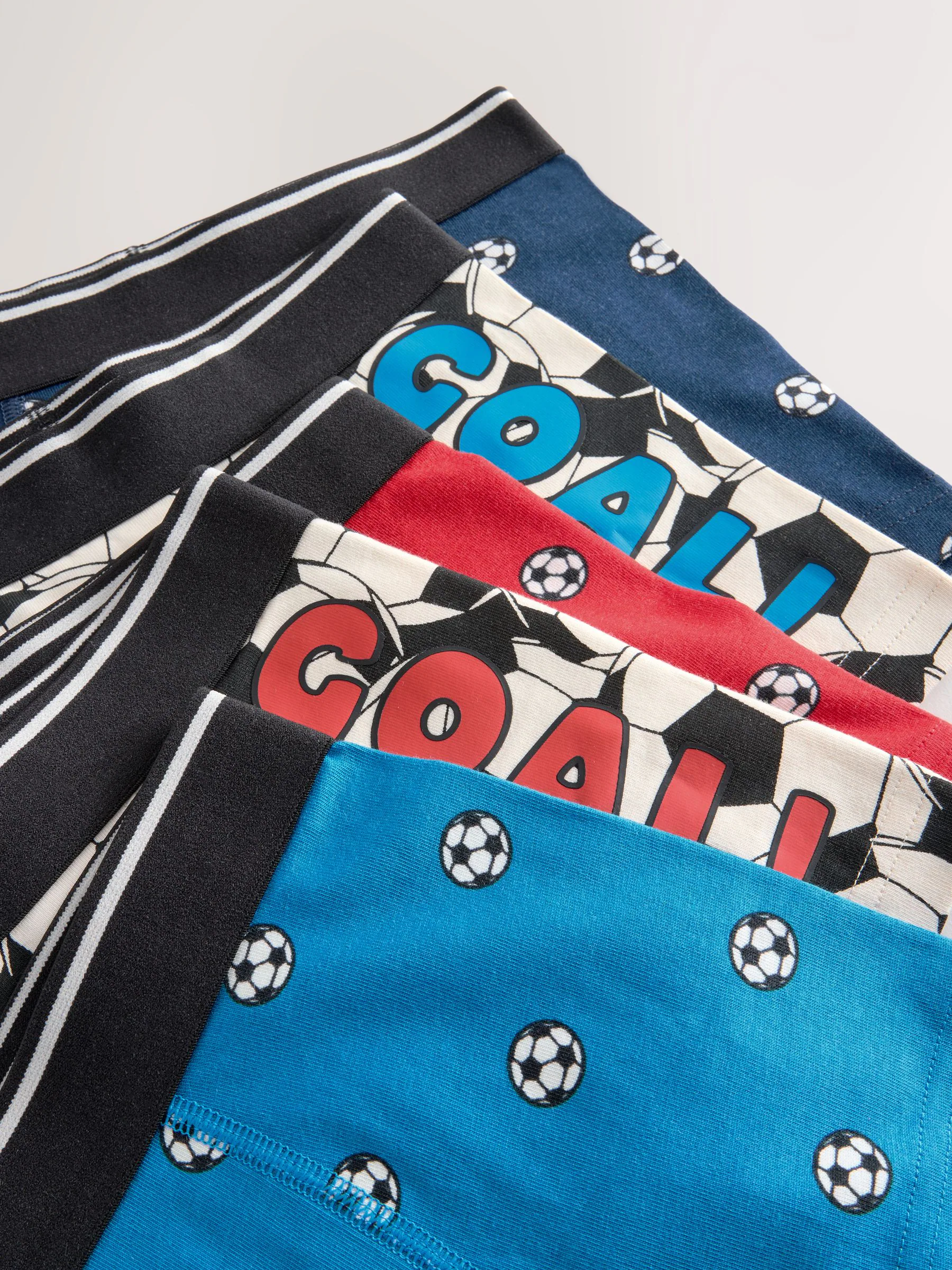 Rood/blauw voetbal - Verpakking van 5 trunks met motief (1,5-16jr)