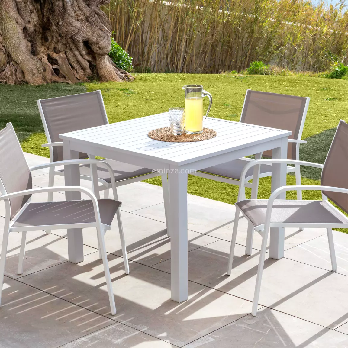 Table de jardin carrée en aluminium 4 places (89 x 89 cm) Murano Blanc
