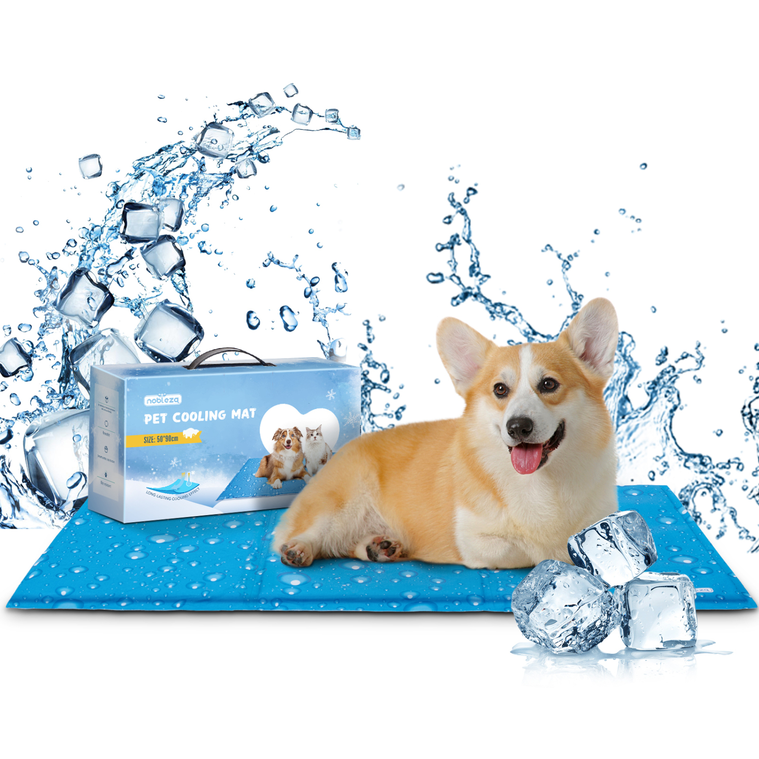 Tapete Refrescante Nobleza para Cães e Gatos, 90*50cm, Cobertor Refrescante para Cães, Cama Refrescante para Animais de Estimação de Porte Médio a Grande, Tapete de Gel Ativado por Pressão, Tamanho G