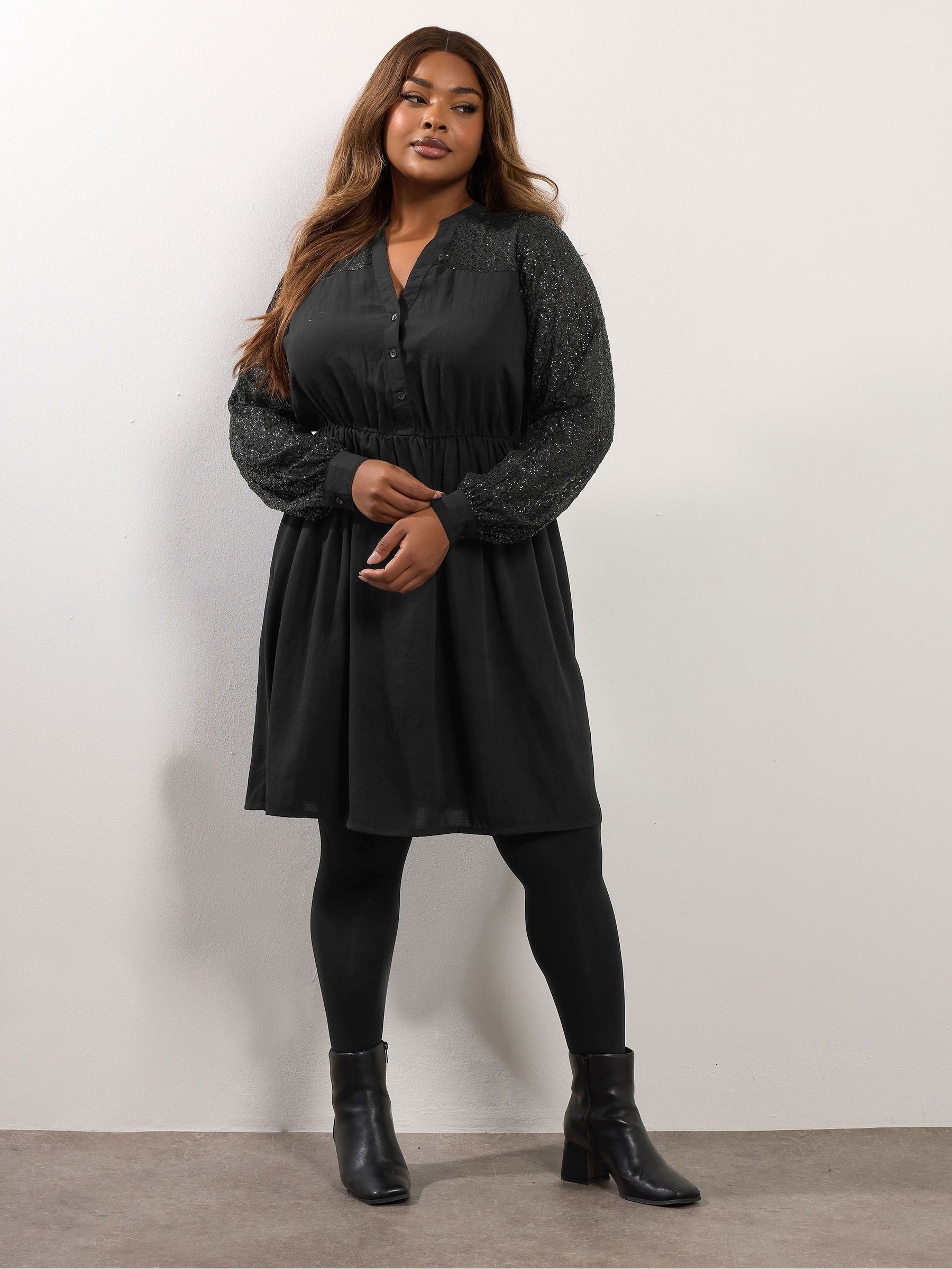 Yours Curve Party Sequin Notchneck Dress