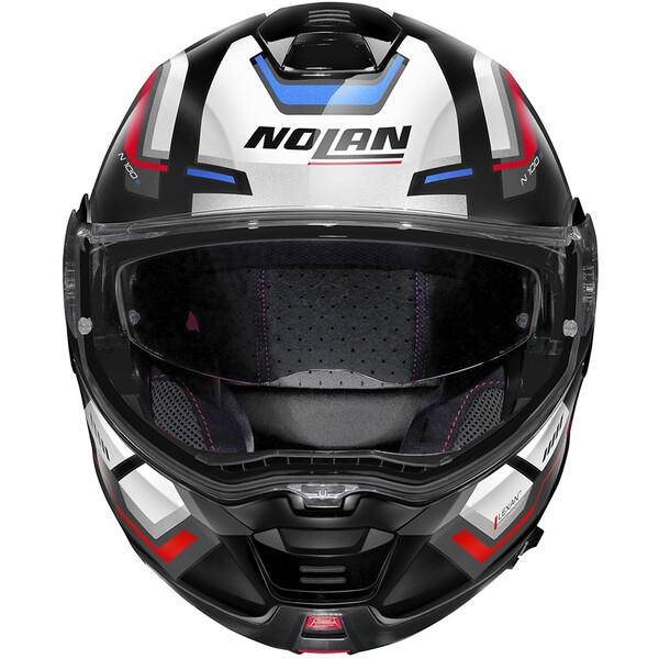 Nolan - Casque N100-5 Upwind N-Com Noir Brillant / Blanc / Rouge / Bleu