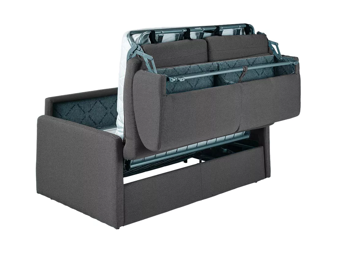 Canapé 2 places convertible express en tissu gris - Couchage 120 cm - Matelas 14 cm CALIFE