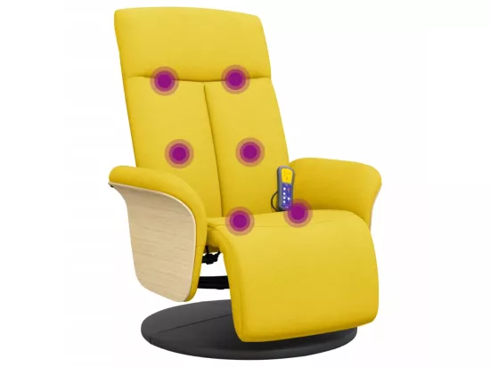 Fauteuil inclinable de massage repose-pieds jaune clair tissu