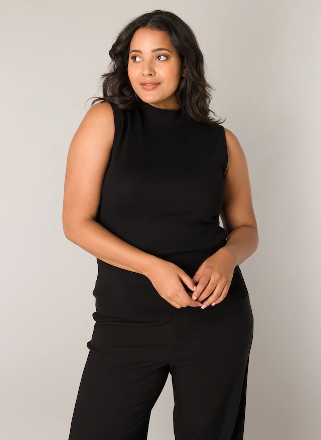 Base Level Curvy Ripptanktop , mit hochgeschlossenem Kragen, ärmellos