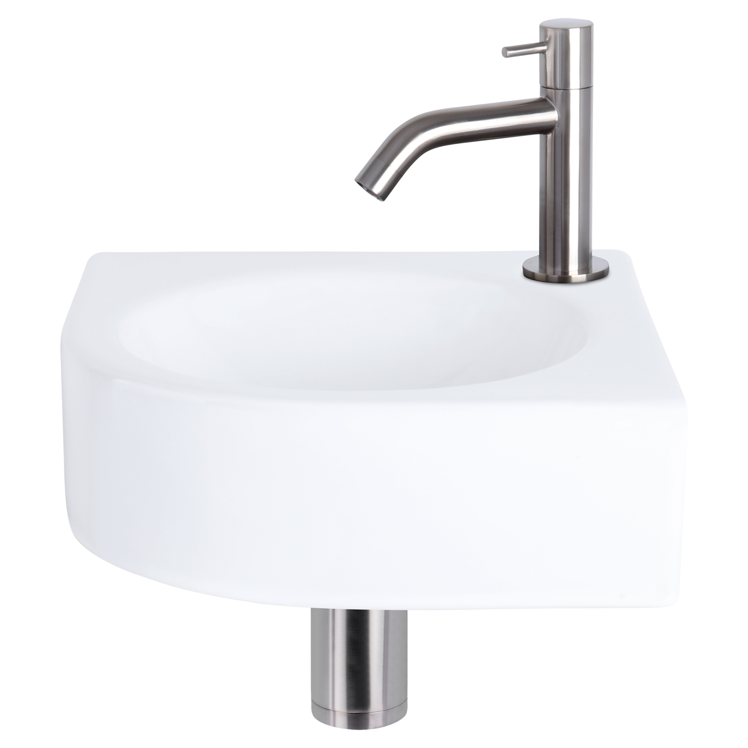 Differnz Cleo fonteinset keramiek met gebogen kraan mat chroom