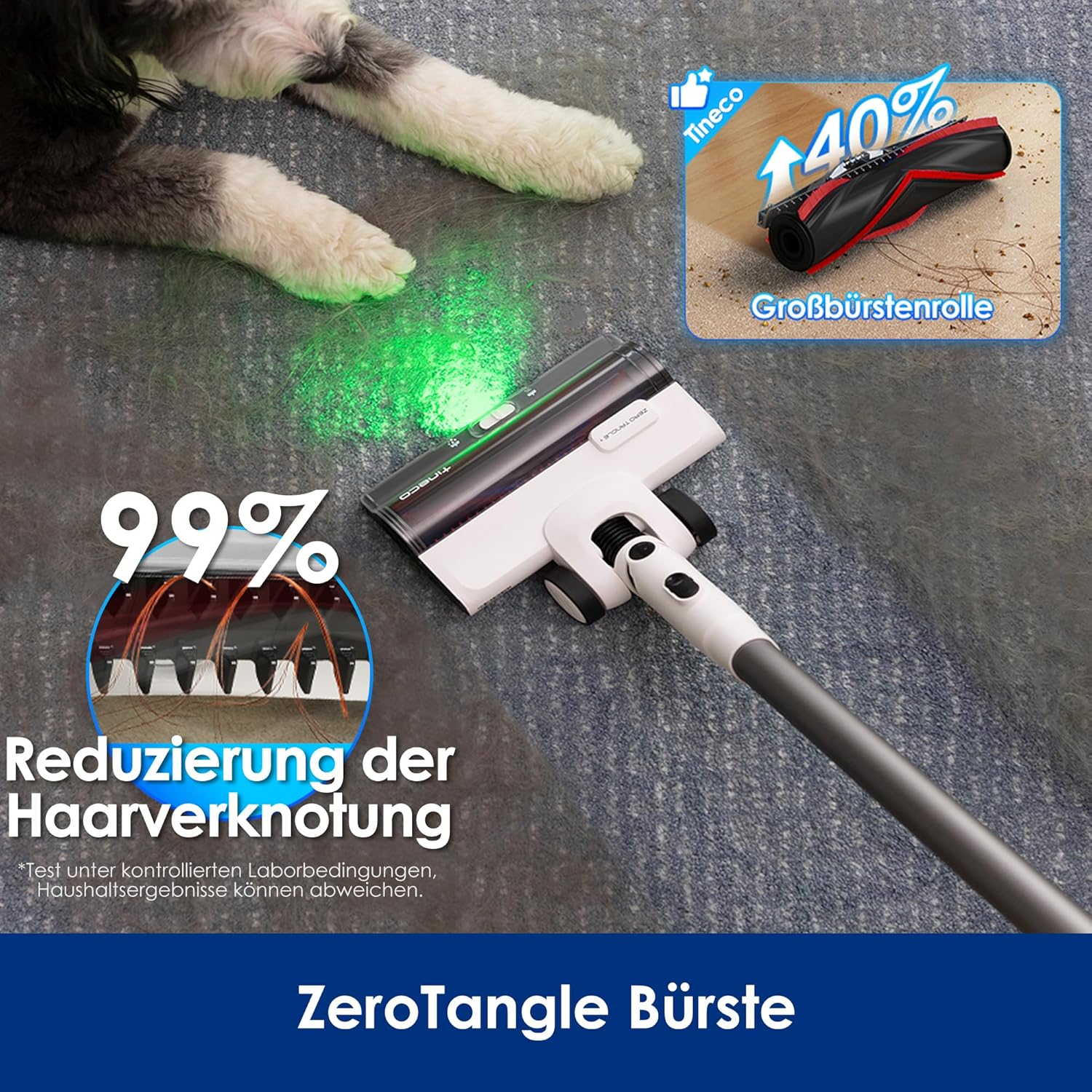 Tineco Pure ONE Station 5 Plus Kabellose Staubsauger mit 2,5L Absaugstation, Ladestation, Komplette Selbstrenigung, 175W Saugleistung Akkusauger, ZeroTangle Technol, iLoop, für Hartboden Teppiche