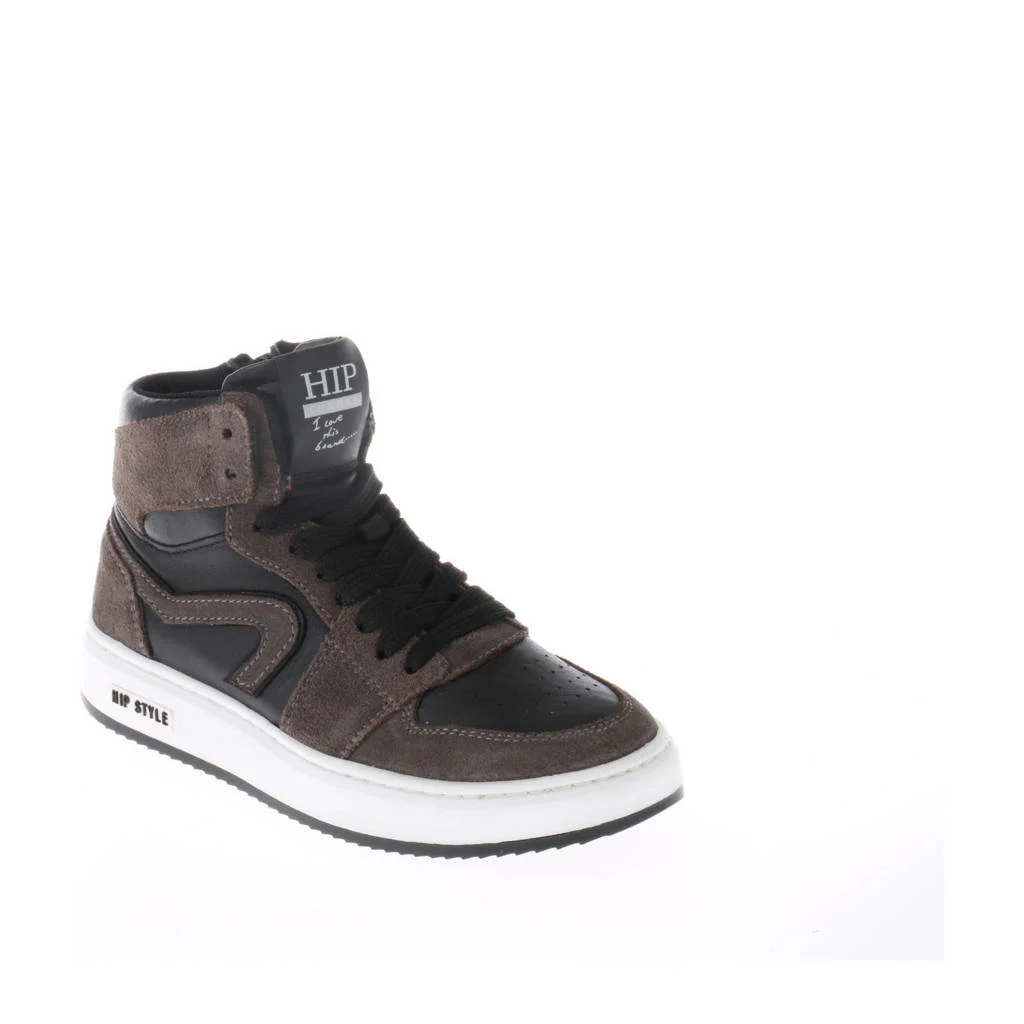 Hip leren sneakers taupe
