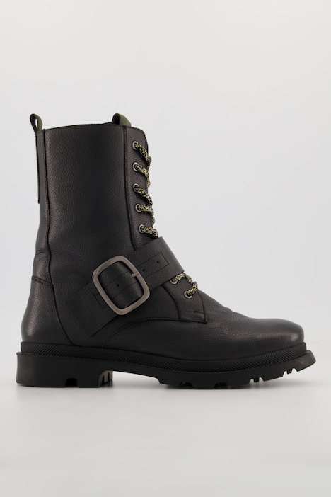 Leder-Boots, Schnalle, Schnürung, Wechselfußbett, Weite H